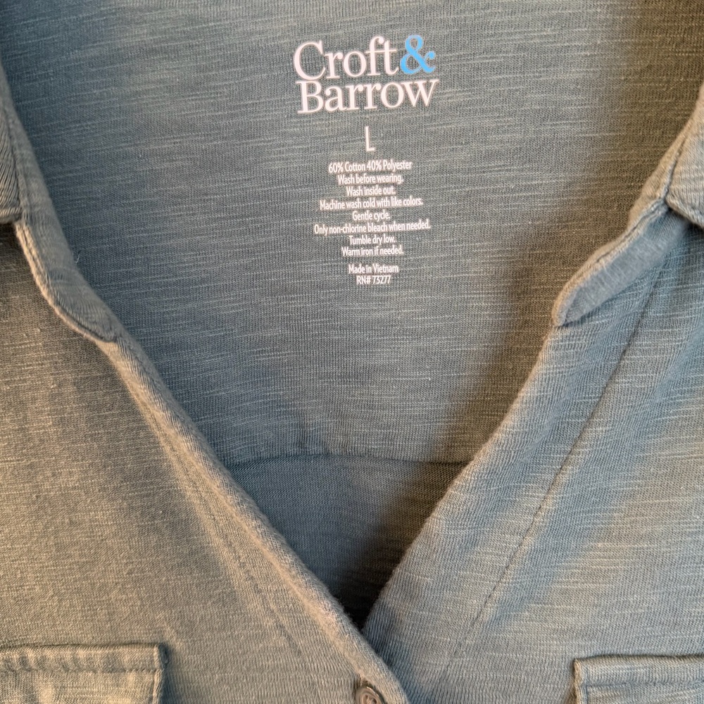 Croft & Barrow Green Knit Button Front Top Sz L - Picture 5 of 8